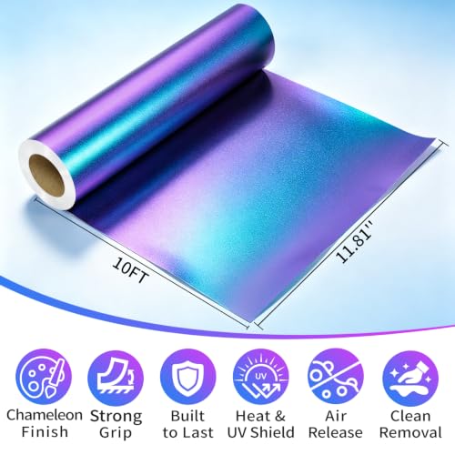 Image of VINYL FROG Chameleon Car Wrap 30x305cm Purple to Blue Matte Metallic Vehicle Film Stretchable Air Release Car Wrap Vinyl for DIY Decals