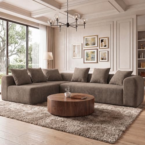 Image of Claiks 106 inch Cloud Boneless Couch, L-Shaped Sectional Sofa, Light Grey