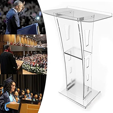 APENCHREN Clear Acrylic Lectern Podium with 60×45cm Reading Surface, Height 110cm, Portable Church Pulpit Stand Cover