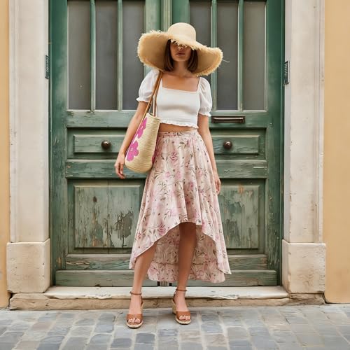 Image of Marc Ford Wedge Sandals For Women Raffia Espadrille Platform Wedges Summer Comfort Sandals Ankle Strap Stylish Open Toe Beach Vcation Raffia Wedges Heels 3 inch