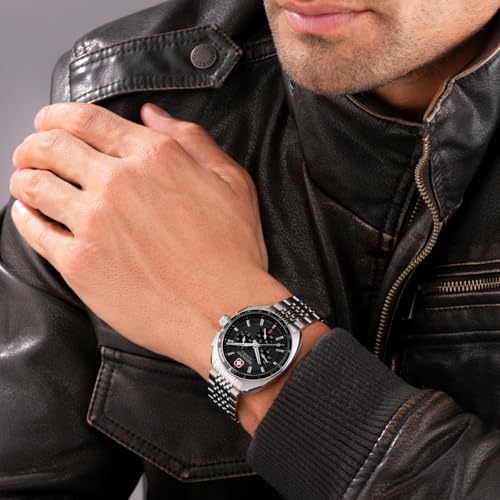 Image of Swiss Military Hanowa SMWGI0003302 Greyhound Chrono - Swiss Made Round Cool Grey Chronograph - Watch for Men