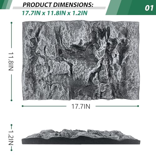 Image of 17.7x11.8in Rock Terrarium Background,3D Reptile Tank Background Board,Amphibian Stereo Backdrop Wall,Lizard Snake Gecko Spider Turtle Fish pet silo Background Decorative Panel(Grey)