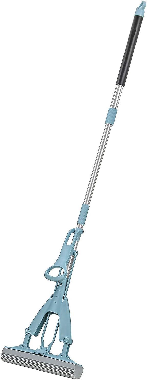 AMOSSuper Mop with 1 PVA Super Absorbent Sponge Heads, Telescopic Handle - Floor Mop for Hardwood Laminated Floor, Kitchen, Bathroom | Home Cleaning Tools, Eezy cleaning