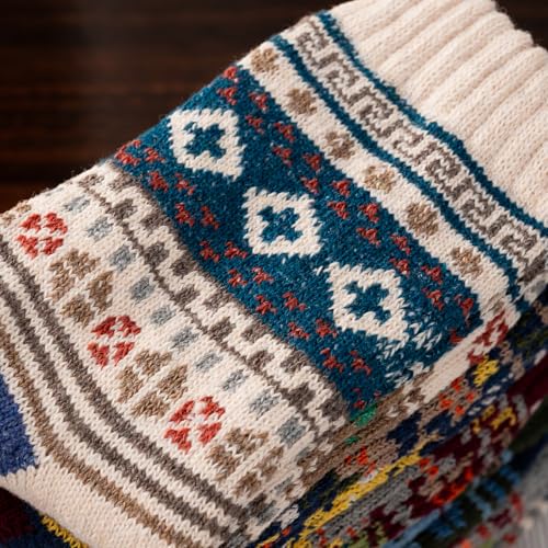 Image of Wool Socks 5 Pairs Thickened Warm Winter Socks Cozy Gifts for Women Christmas Warmth Socks
