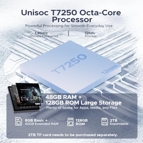 Image of P10 Pro Android 16 Tablet, 10 Inch Tablets with Gemini AI, 120Hz, 48GB RAM+128GB ROM /2TB, Octa-Core T7250, 8800mAh, 13MP+5MP, 3.5mm Jack, Face ID, GPS, 5G WiFi, Tablet with Keyboard Pen,Gray