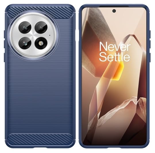 Image of NPRC Hybrid Ultra Slim Protective Case TPU Non-Slip Carbon Fiber Texture Shockproof Case Cover for Oneplus 13 - Blue