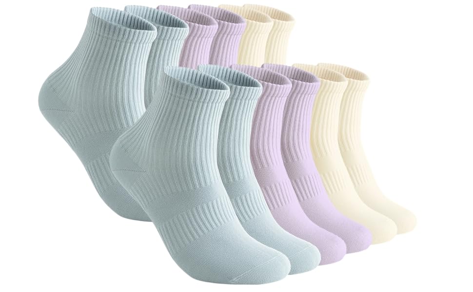 6Pairs Athletic Socks for Men Women, 95.2% Cotton,Moisture Wicking,arch compression for a secure fit Seamless Toe