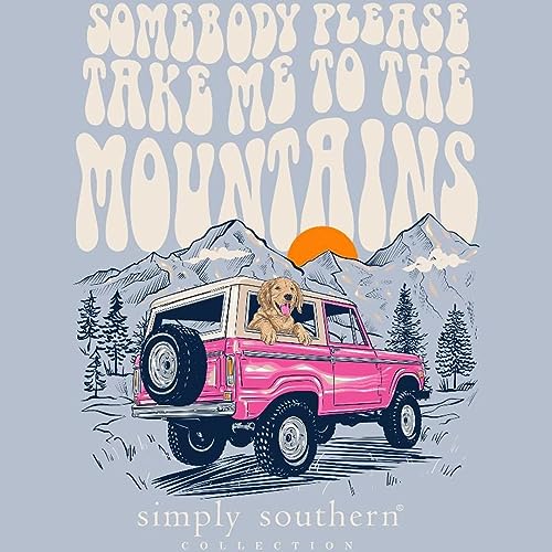 Simply Southern Youth | Somebody Please Take me to The Mountains | Preppy and Stylish Girl’s Fog Blue Relaxed-Fit Small Long Sleeve T-Shirt4