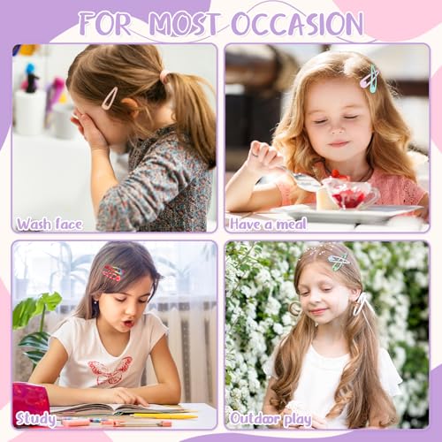 Obeoby 120 Stück 40 Farben Metall-Haarspangen mit Druckknopf, 5,1 cm Haarspangen, Haarschmuck für Mädchen, Frauen und Kinder (bunt)