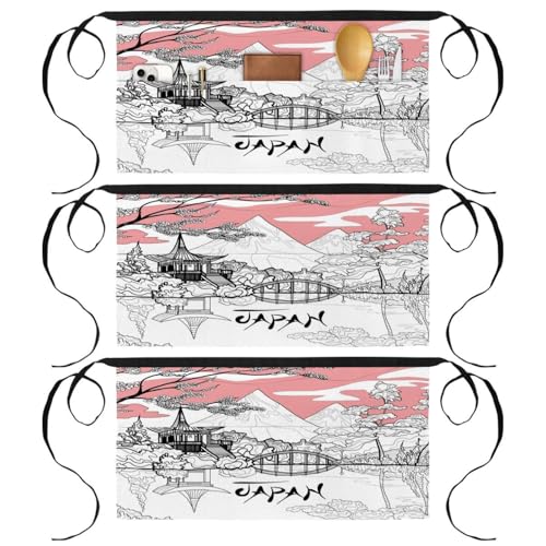 Tablier de cuisine court lot de 3 demi-tablier restaurant bistrot nettoyage