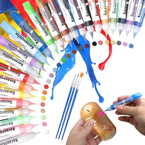 Hcunbsu 24 Stück Wachsstifte für Kerzen, Kerzenstifte 10 ml, Bemalen und Machen Set (24 Farben-A)
