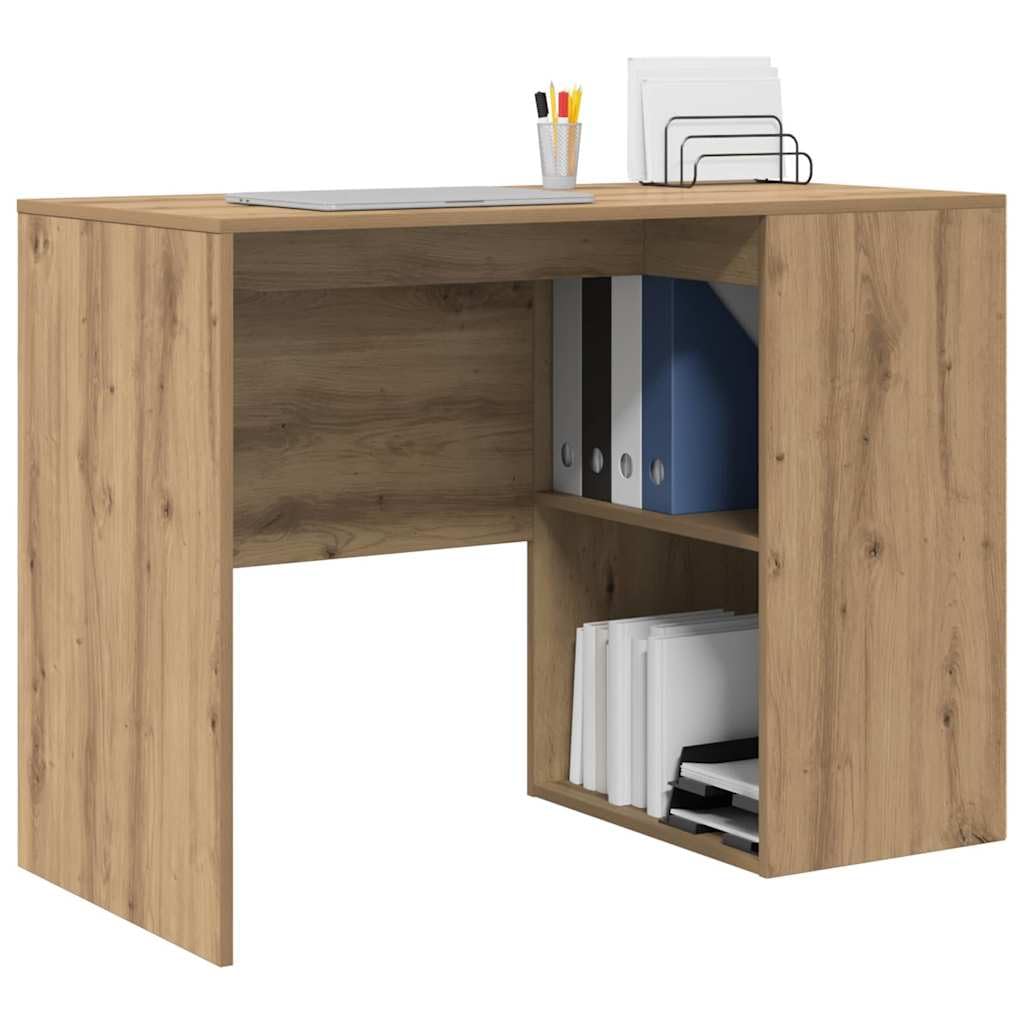 Générique Scrivania rettangolare 102 x 50 x 75 cm in legno di ingegneria, design moderno con ripiani, superficie strutturata per ufficio a casa, archiviazione libri e cancelleria, facile da pulire