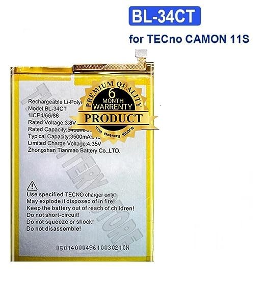 Image of Original BL-34CT Battery for Tecno Camon i4 / Camon -iSky3 / KB3 / CB7 / CB7J / KB7 / KB7J Battery with 6 Month Warranty****(S9)