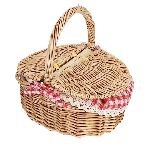 Cabilock Rattan Picnic Basket Liner Handheld Food Basket Vegetable Serving Basket Wooden Laundry Hamper Planter Basket Flower Dessert Containers Picnic Supply Lovers Rattan Basket Outdoor