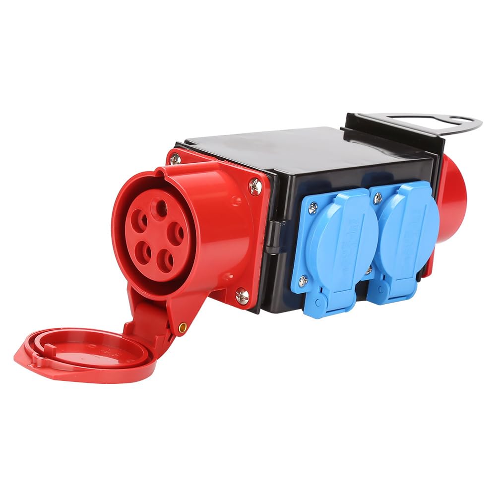 Spina CEE da 16 A, distributore di corrente a 5 poli, IP44, 3 prese CEE da 16 A, distributore di corrente di costruzione, adattatore CEE per generatore, officina, campeggio e uso esterno