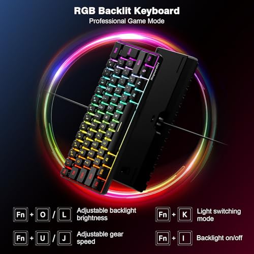 Image of Snpurdiri 60% Wired Gaming Keyboard, RGB Backlit Ultra-Compact Mini Keyboard, Waterproof Small Compact 61 Keys for PC /Mac Gamer, Typist, Travel, Easy to Carry on Business Trip(Black)