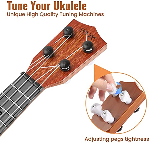 Image of 4-String Acoustic Guitar Learning Toy for Kids | 24 Inch Classical Ukulele Style Musical Instrument | Beginner Educational Guitar Toy for Boys & Girls | Lightweight Acoustic Learning Guitar (Brown)