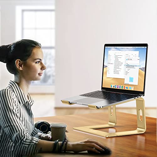 Image of BESIGN LS03 Aluminum Laptop Stand, Ergonomic Detachable Computer Stand, Notebook Riser, Laptop Mount Compatible with Air, Pro, Dell, HP, Lenovo More 10-15.6 inch Laptops, Gold