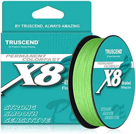 TRUSCEND Colorfast X8 Braided Fishing Line, Upgraded Spin Fishing Wire，Smooth and Ultra Thin, Super Strength and Abrasion Resistant, No Stretch and Low Memory，0.14mm/20lb/328yds