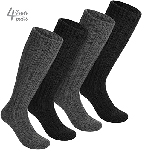 Alpaca Wool Socks - Over the Calf Socks for Women and Men - 4 Pairs Unisex Knee High Winter Socks - Thermal Thick2