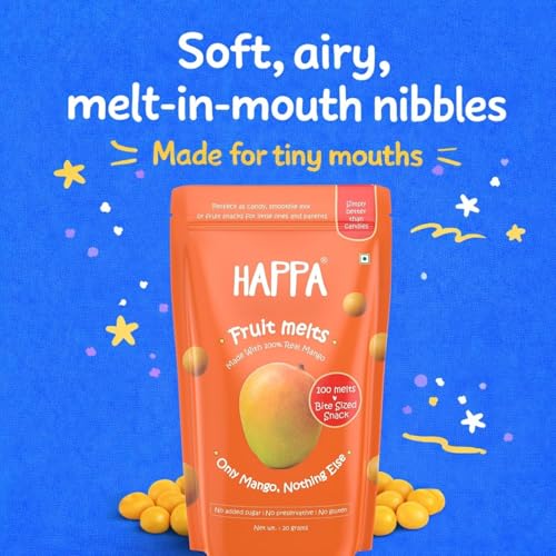 Image of Happa Mango Melts | 100% Fruit Candy for Babies, Kids & Adults | Single-Ingredient | No Added Sugar, No Colours, No Artificial Flavours | Melt-in-the-Mouth Snack | 8 Months+ | 20g (Pack of 3)