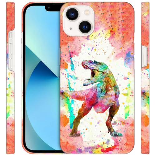 GlamCase for iPhone 13, iPhone 13 Case - Watercolor Dinosaur Printed Cute Slim Fit Hard Plastic Protective Designer Back Phone Case/Cover for iPhone 13