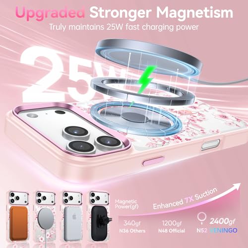 Coque iPhone 17 Pro transparente fleurie compatible MagSafe VENINGO - 4