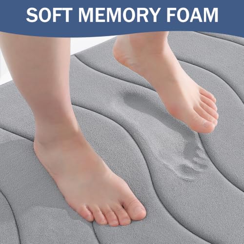Image of Smiry Memory Foam Bath Mat 32x20, Extra Soft and Absorbent Bathroom Mats