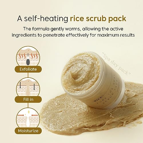 Image of THANKYOU FARMER Rice Pure The Real Scrub Pack 100ml | Korean Rice Face Scrub with Rice Bran, Rice Powder & Rice Extract | Gentle Exfoliation, Dead Skin Removal, Pore Cleansing, Brightening, Hydrating & Soft Glowing Skin