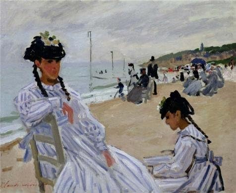 Polyster Canvas ,the High Resolution Art Decorative Prints On Canvas Of Oil Painting 'The Beach At Trouville, 1871 By Claude Monet', 12x15 Inch / 30x37 Cm Is Best For Living Room Decor And Home Decor And Gifts