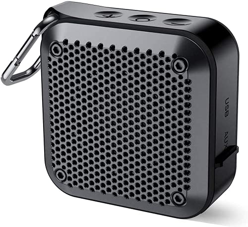 ポータブルBluetoothスピーカー、ワイヤレス小型IPX7防水シャワートラベルスピーカー、TWSステレオ強化低音、内蔵マイク、AUX/SD/TFカード再生、12時間の再生時間、風呂スピーカー、家庭、屋外、ビーチ、プール(黒)