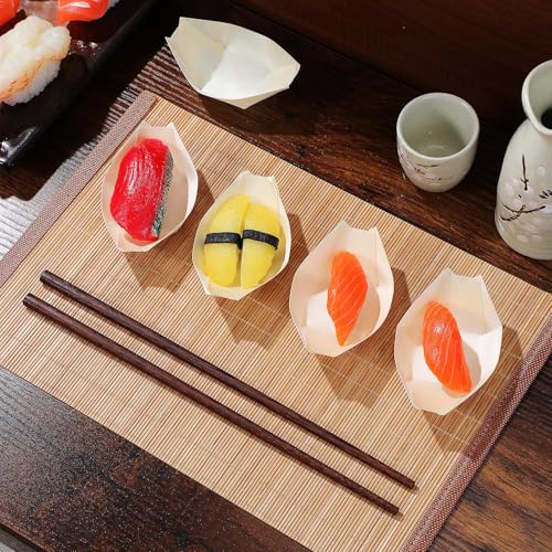 Platos desechables de madera para sushi Lurrose 100pcs miniatura 4