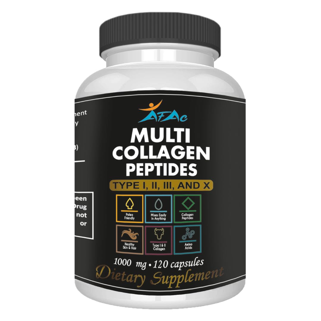 Collagen Peptides Supplement Types I II III X 120 Capsules