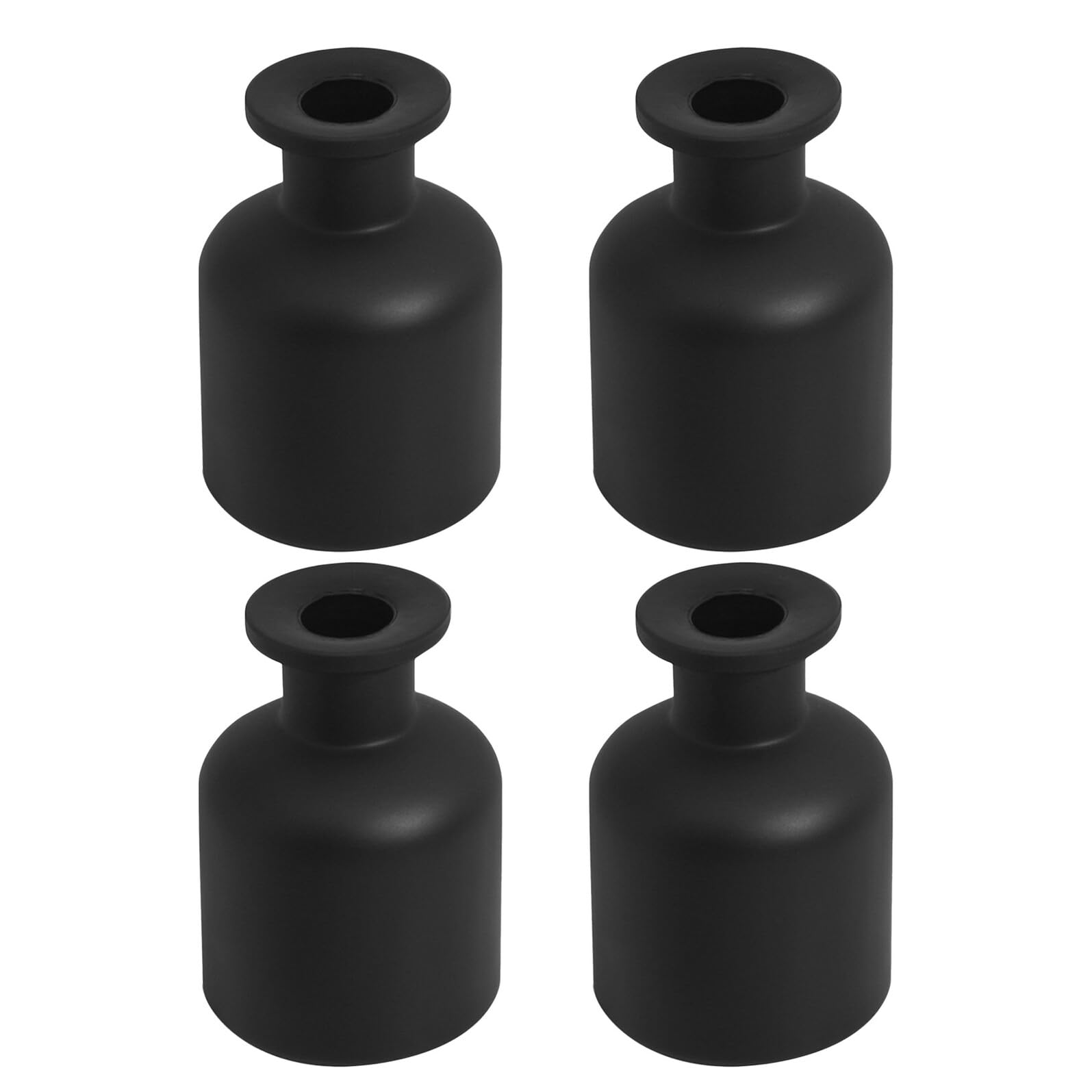 4 Stück Mattschwarze Glas Diffuser Flaschen Rund Nachfüllbare Aroma Diffusor Behälter für Ätherische Öle Reed Stick Aufbewahrung DIY Duftstäbchen Jar für Zuhause Party Festival