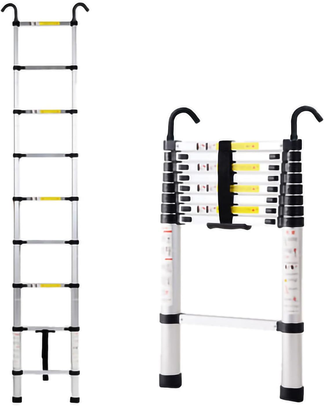 Telescoping Ladder,Portable Telescopic Ladders with Hook Detachable 150kg Capacity Aluminium Straight Telescoping Ladder Extendable Compact, for Outdoor (1.5m)