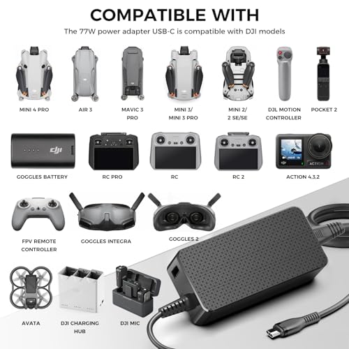 Cargador USB C 65W para dji avata mini 4 pro fuente de alimentacion 2