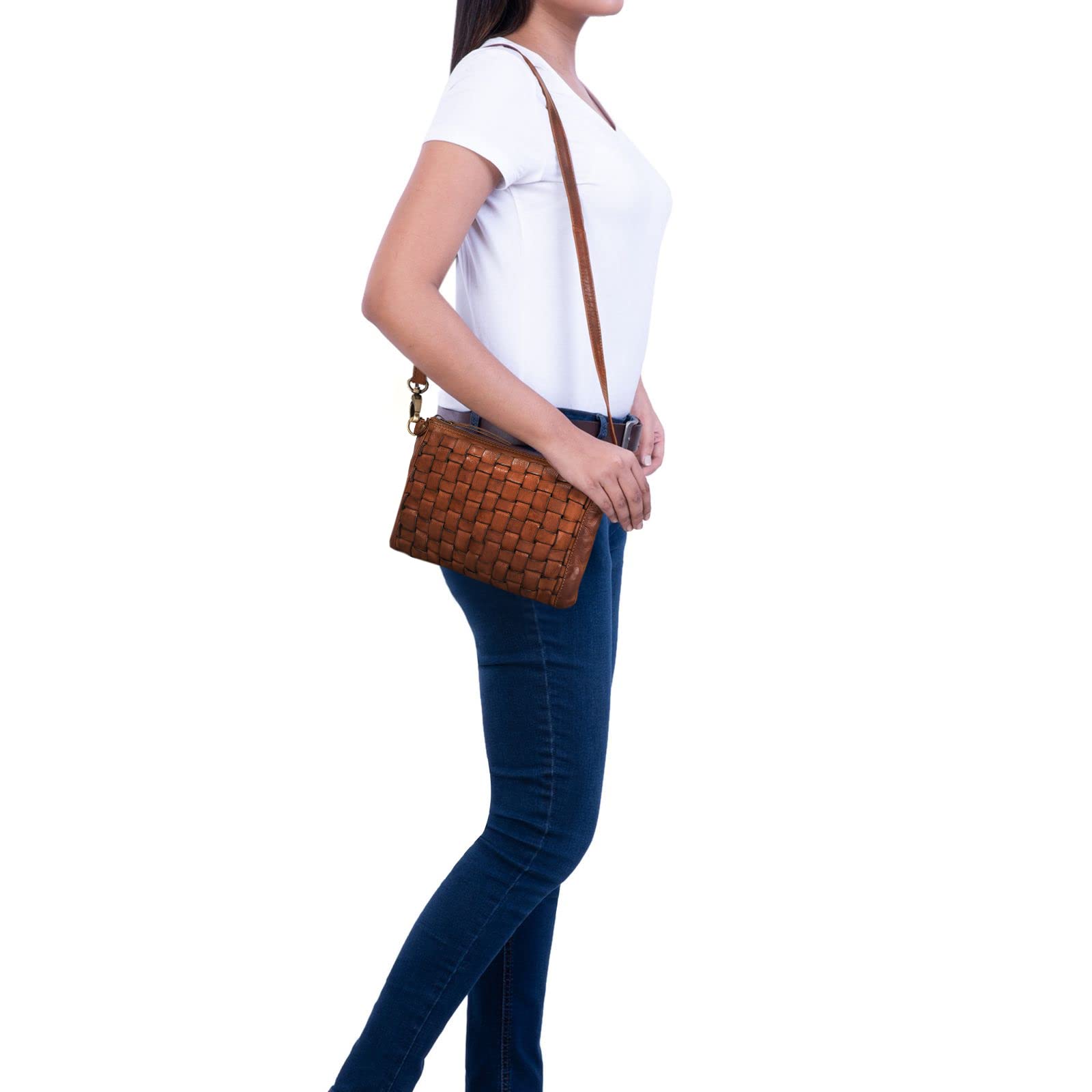 STILORD 'Jana' Bolso mano piel vintage mujer Pequeño bolso bandolera trenzado Bolso mujer para fiesta salir tiempo libre de auténtico cuero