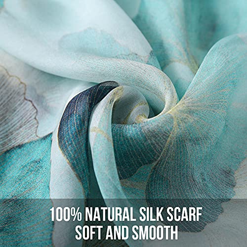 STORY OF SHANGHAI Sciarpa di 100% Seta da Donna Foulard Chiffon con Fantasie Orientale Semi-Trasparente