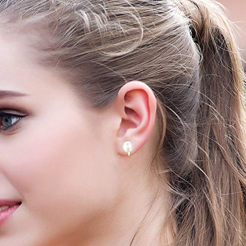 Yoqucol 8Mm White Simulated Freshwater Pearl Golden Tone Clip On Earrings Not Pierced Elegant Stud For Women Girls #TOP1