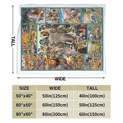 African Animals Blanket, Elephant Throw Blankets, Super Soft Lightweight Plush Flannel Throws For Men Women Boys Girls Kids 60"X50" #TOP2