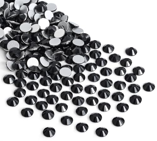 Image of Jollin Crystal Flatback Rhinestones Gems for Crafts 1.6mm SS4, Jet | Glue Fix, 2880pcs Glass Rhinestones for Bedazzling, Clothes, Tumblers, Nail Art, Shoes, Bags, Caps & Accessories Decoration