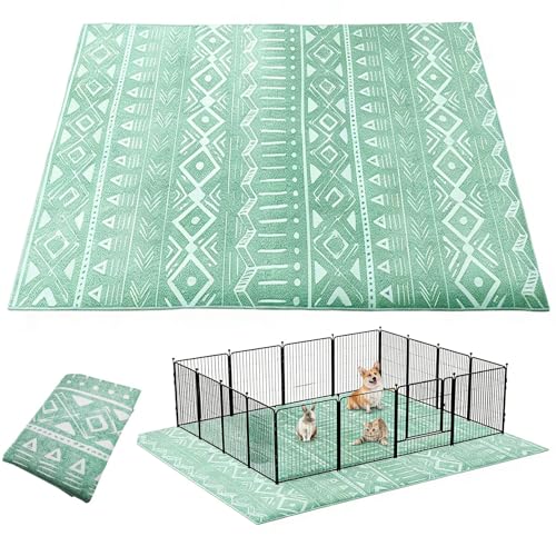 BNOSDM Washable Rabbit Cage Liner Waterproof Bunny Floor Mat for Cage, Playpen & Hutch, Anti Slip Pet Rug for Rabbits,Guinea Pigs, Small Animals - Reusable Pee Pad 91'X 63'