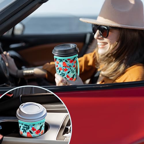 Image of KJQJLY 3 Pack Reusable Iced Coffee Sleeves for Iced Coffee Cups or Drinks Reusable Neoprene Insulated Sleeves for Hot and Cold Drinks from Starbucks, Dunkin, And More (Bird)