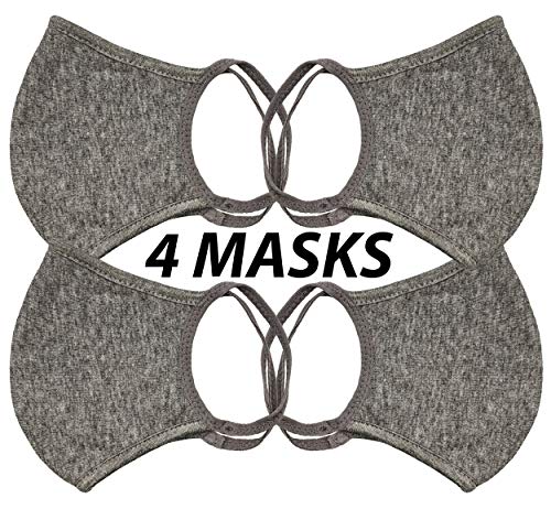 Universal Cloth Face Masks – Reusable Dust & Allergy Masks – 100% Cotton, 2 Layer, Washable, For Teens & Adults – Protects From Dust, Pollen, Pet Dander & More (Gray, Medium- Pack Of 4) #TOP1