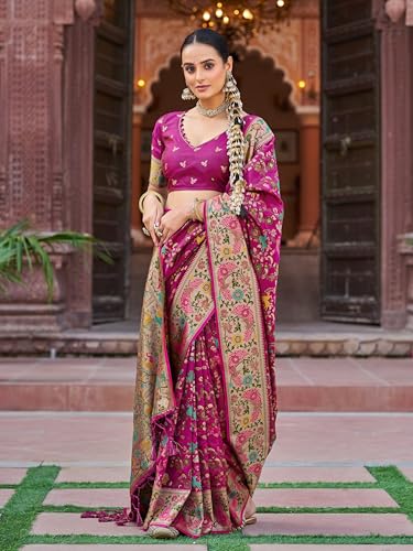 Image of SWORNOF Women's Kanjivaram Soft Silk Banarasi Sarees With Unstiched Blouse Piece