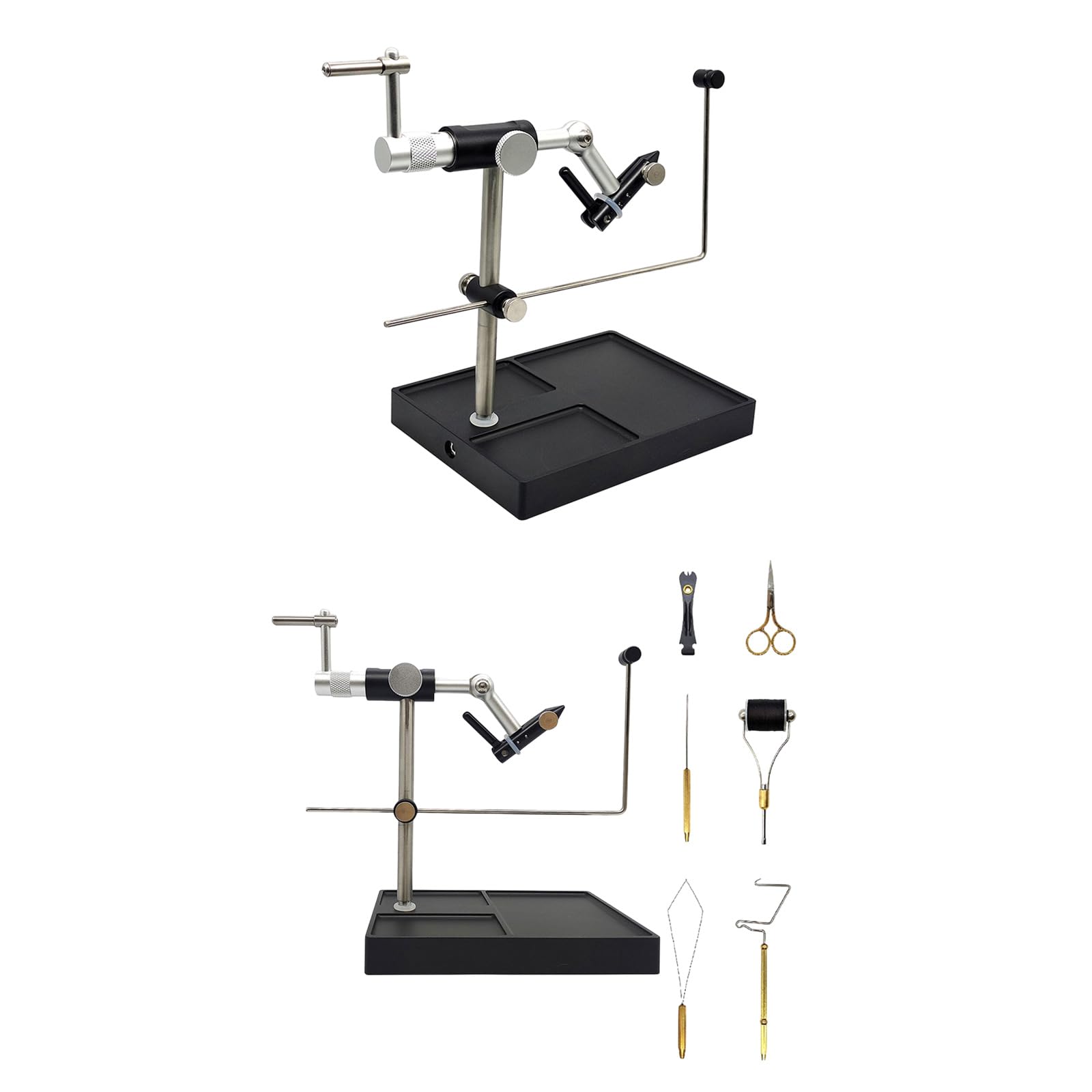 Station de fixation de mouche avec socle rotatif à 360° - Outil de fabrication de leurres de pêche - Étau rotatif avec base