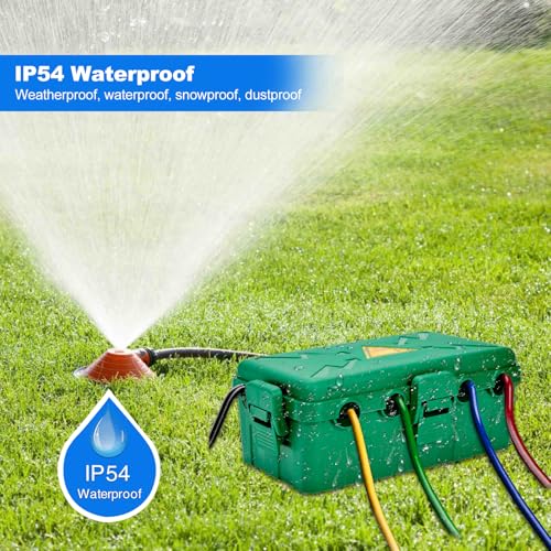 Image of Hrensaw Medium Outdoor Electrical Box(10.6x5.7x4.9inch),Weatherproof Connection Box w /6 Cable Entry,IP54 Waterproof Extension Cord Cover Protect Power Strip,Timer,Plug,Holiday Lights,Green