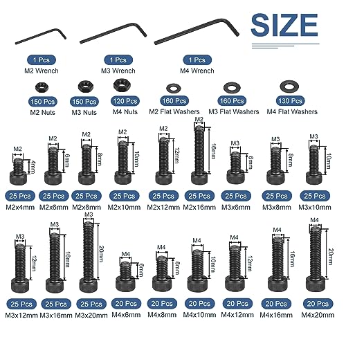 DTGN 1290Pcs Metric Screw Assortment, M2 M3 M4 Bolts and Nuts Kit - Image 2