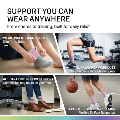 Image of MODVEL 2 Pack Ankle Brace Compression Sleeve | Injury Recovery, Joint Pain and More | Achilles Tendon Support, Plantar Fasciitis Foot Socks with Arch Support