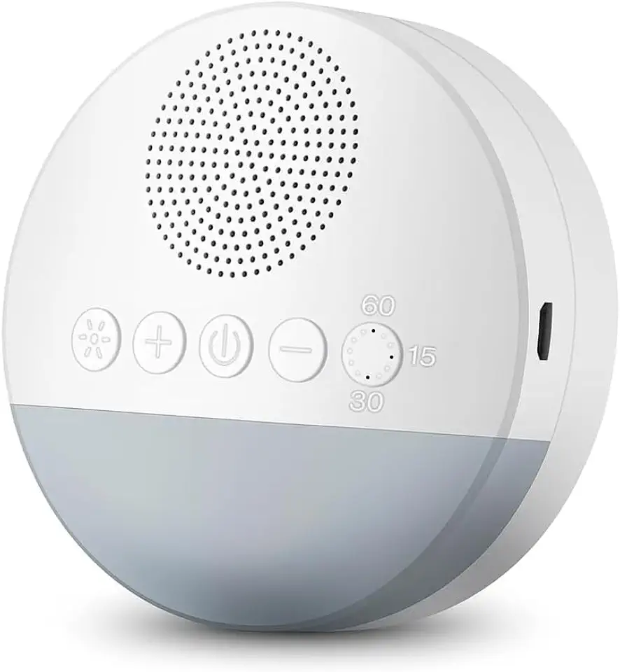 Aparelho de Som Ruído Branco para Bebê e Criança, Luz de Respiração Suave, Temporização Inteligente 15/30/60 Min, Relaxante, para Todas as Idades Premium